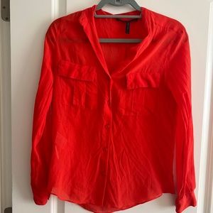 Orange BCBG Sheer Blouse